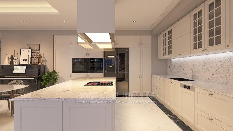 Tủ bếp chữ i hiện đại là mẫu được ưa chuộng nhất hiện nay.
